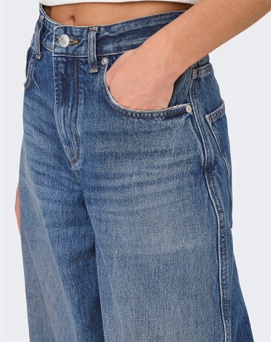 OnlTaylor HW Barrel Denim Jeans - Dark Blue Denim